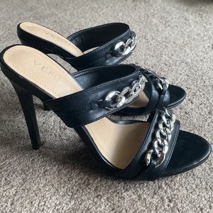 Venus Silver chain detail sands heel